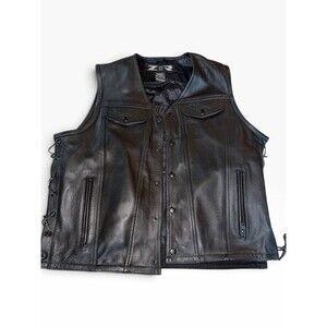 Z1R Gaucho Black Leather Motorcycle Vest XL Concealed Carry Pockets